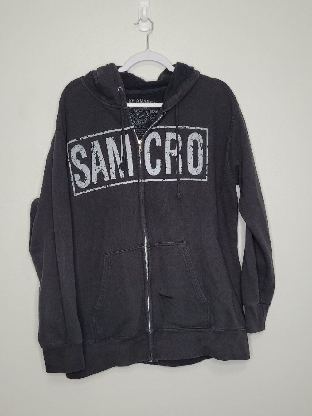 SAMCRO SOA Sons of Anarchy Men's Zip Front Hoodie motorcycle grunge size 2x